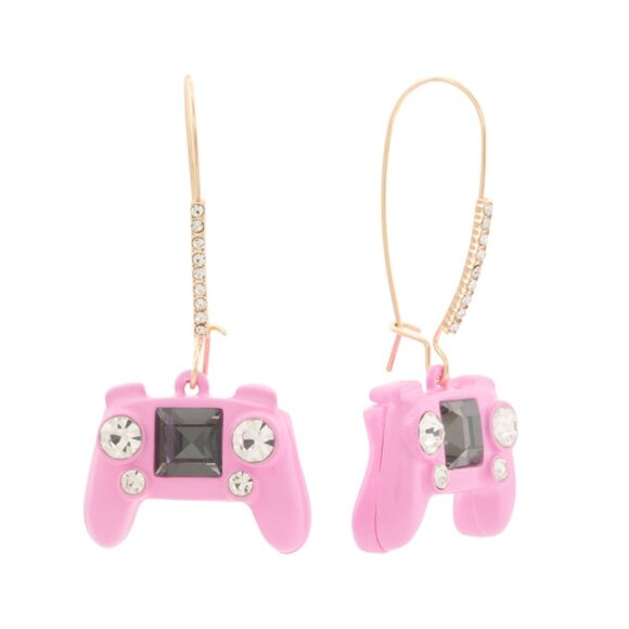 BETSEY JOHNSON Pink Game Controller Shepard Hook Earrings - Picture 1 of 2